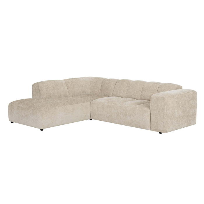 by fonQ Plume 2,5-zits Hoekbank Links - Chenille - Beige