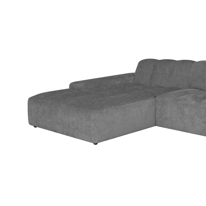 by fonQ Plume 2,5-zits Hoekbank met Chaise Longue XL Links - Chenille - Antraciet