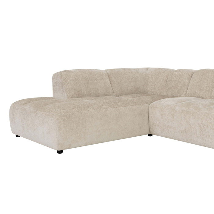 by fonQ Plume 2,5-zits Hoekbank Links - Chenille - Beige
