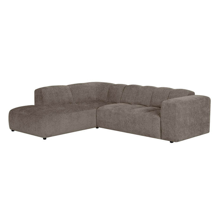 by fonQ Plume 2,5-zits Hoekbank Links - Chenille - Mocca