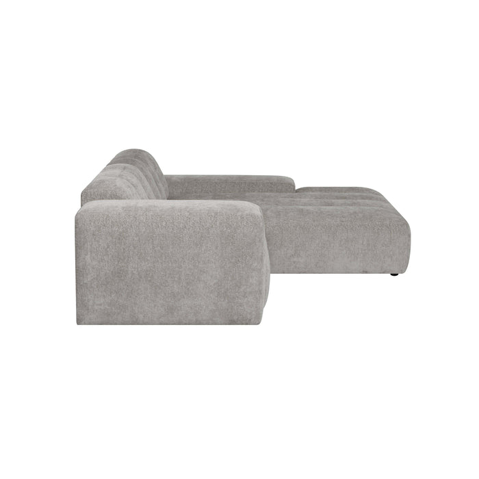 by fonQ Plume 3-zits Hoekbank met Chaise Longue XL Rechts - Chenille - Grijs