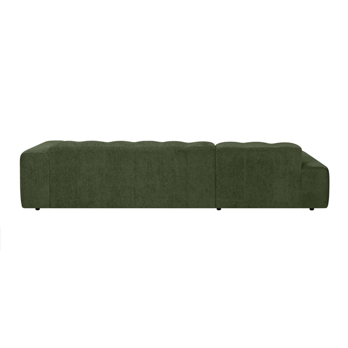 by fonQ Plume 4-zits Hoekbank met Chaise Longue XL Links - Chenille - Groen