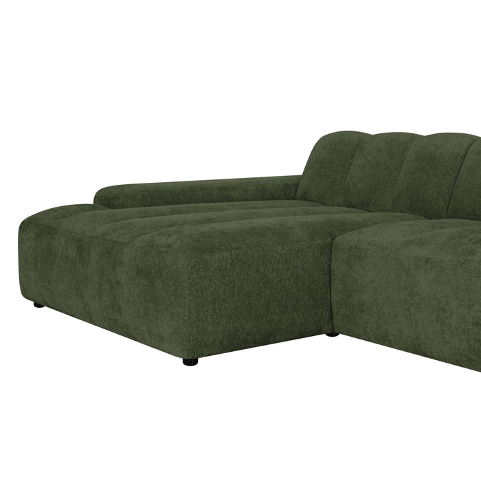 by fonQ Plume 4-zits Hoekbank met Chaise Longue XL Links - Chenille - Groen