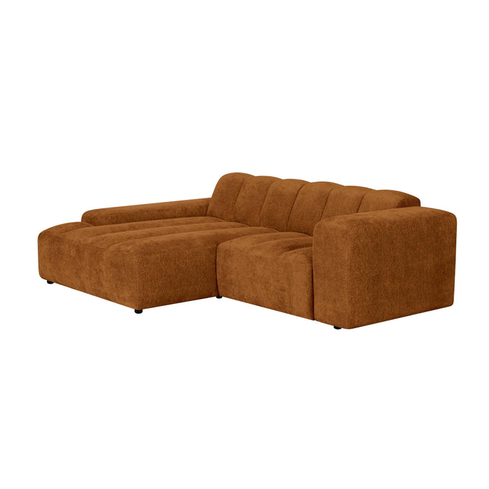 by fonQ Plume 2,5-zits Hoekbank met Chaise Longue Links - Chenille - Terra