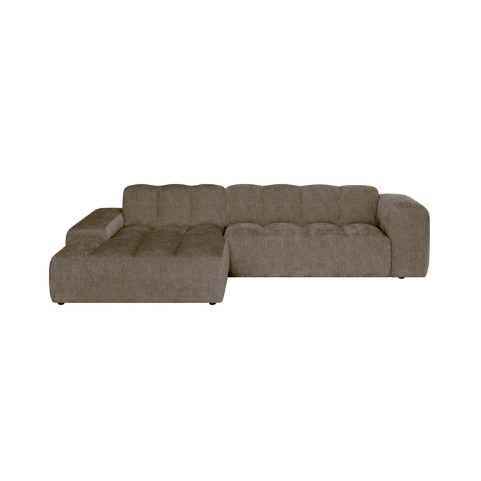 by fonQ Plume 3-zits Hoekbank met Chaise Longue XL Links - Chenille - Mocca