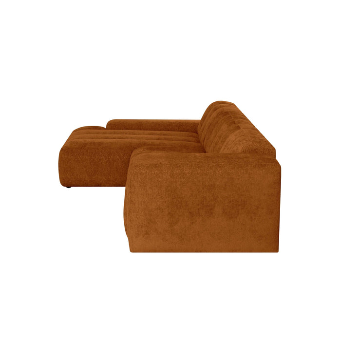 by fonQ Plume 4-zits Hoekbank met Chaise Longue Links - Chenille - Terra