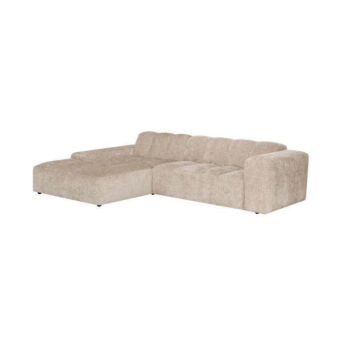 by fonQ Plume 3-zits Hoekbank met Chaise Longue XL Links - Chenille - Beige