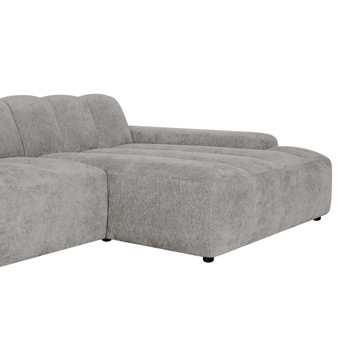 by fonQ Plume 4-zits Hoekbank met Chaise Longue Rechts - Chenille - Grijs