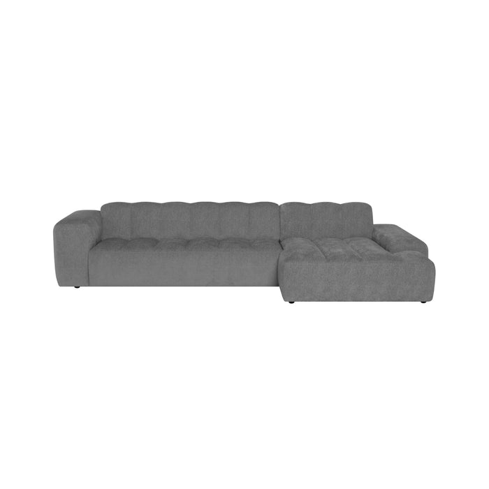 by fonQ Plume 4-zits Hoekbank met Chaise Longue Rechts - Chenille - Antraciet