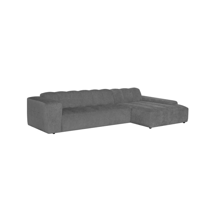 by fonQ Plume 4-zits Hoekbank met Chaise Longue Rechts - Chenille - Antraciet