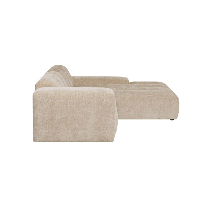 by fonQ Plume 2,5-zits Hoekbank met Chaise Longue XL Rechts - Chenille - Beige