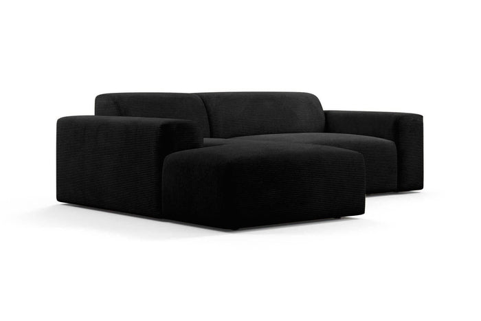 NADUVI Collection Nina Hoekbank Links - Ribstof - Zwart