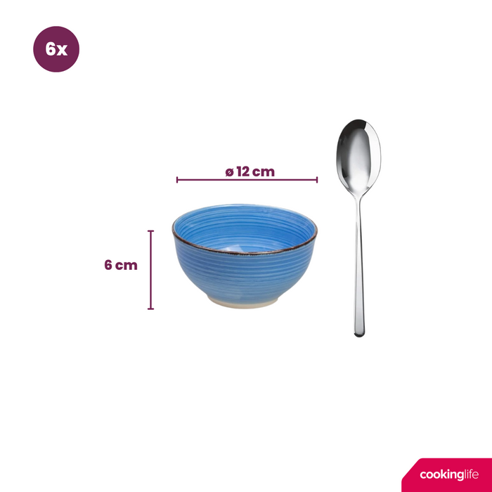 Cookinglife Kleine Kommen Delice Blue ø 12 cm - 6 stuks