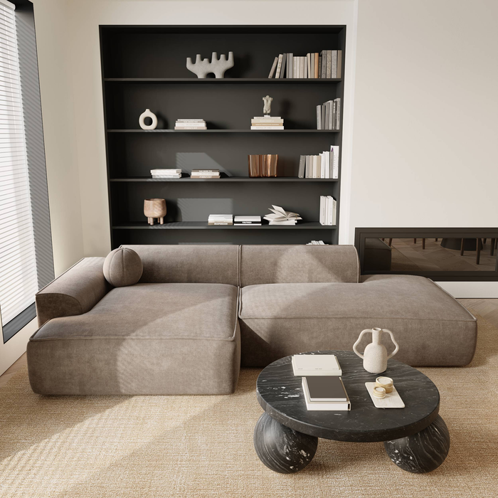 Hoekbanken links ANIA 4 personen Fluweel Donker antraciet