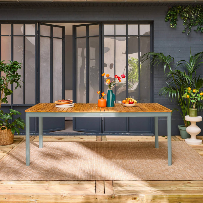 sweeek - Tuintafel van acacia met ronde hoeken, voor 8 personen