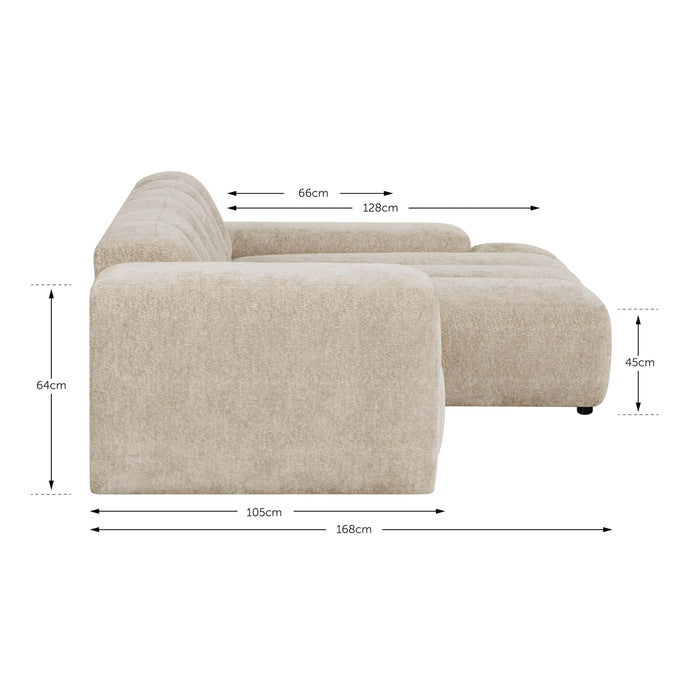 by fonQ Plume 2,5-zits Hoekbank met Chaise Longue Rechts - Chenille - Mocca