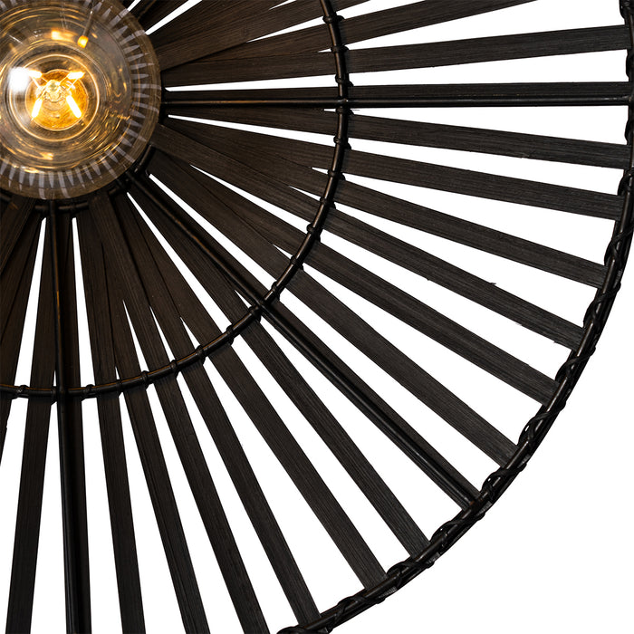 QAZQA Oosterse wandlamp zwart bamboe rond - Pua