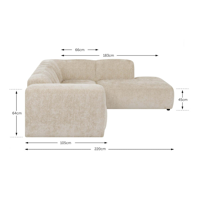 by fonQ Plume 2,5-zits Hoekbank Rechts - Chenille - Grijs