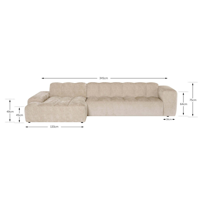 by fonQ Plume 4-zits Hoekbank met Chaise Longue Links - Chenille - Terra