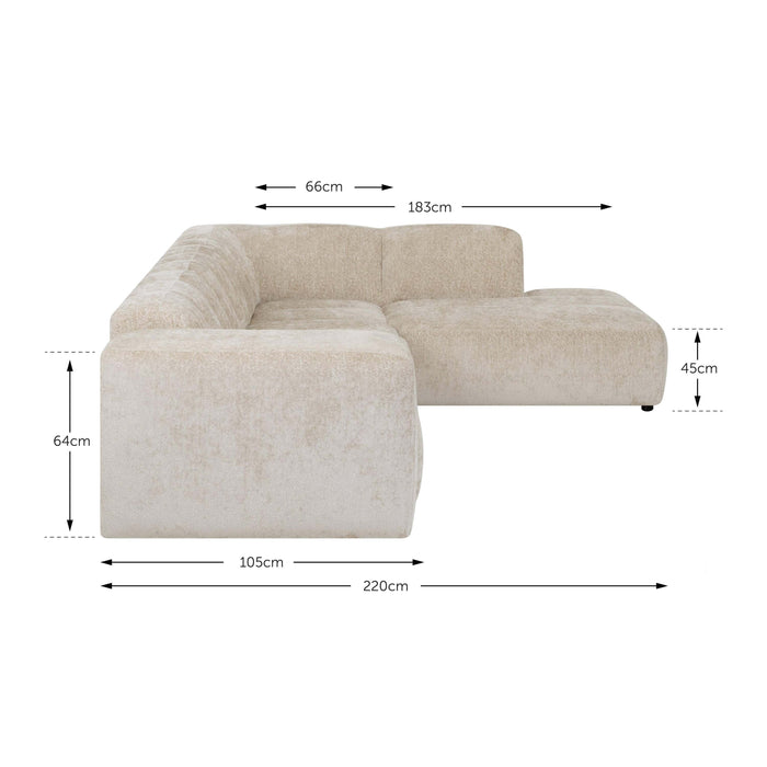 by fonQ Plume 3-zits Hoekbank Rechts - Chenille - Mocca