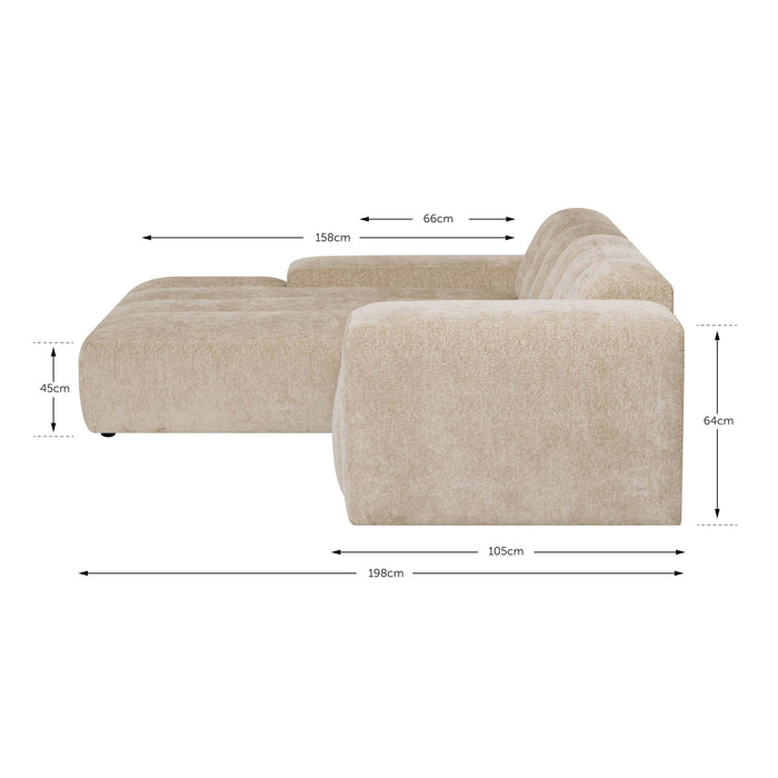 by fonQ Plume 2,5-zits Hoekbank met Chaise Longue XL Links - Chenille - Grijs