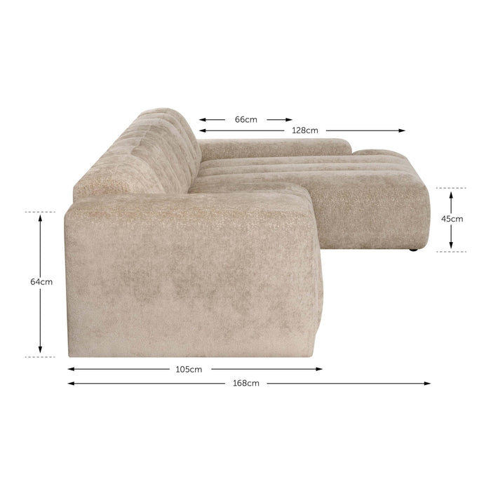 by fonQ Plume 4-zits Hoekbank met Chaise Longue Rechts - Chenille - Grijs