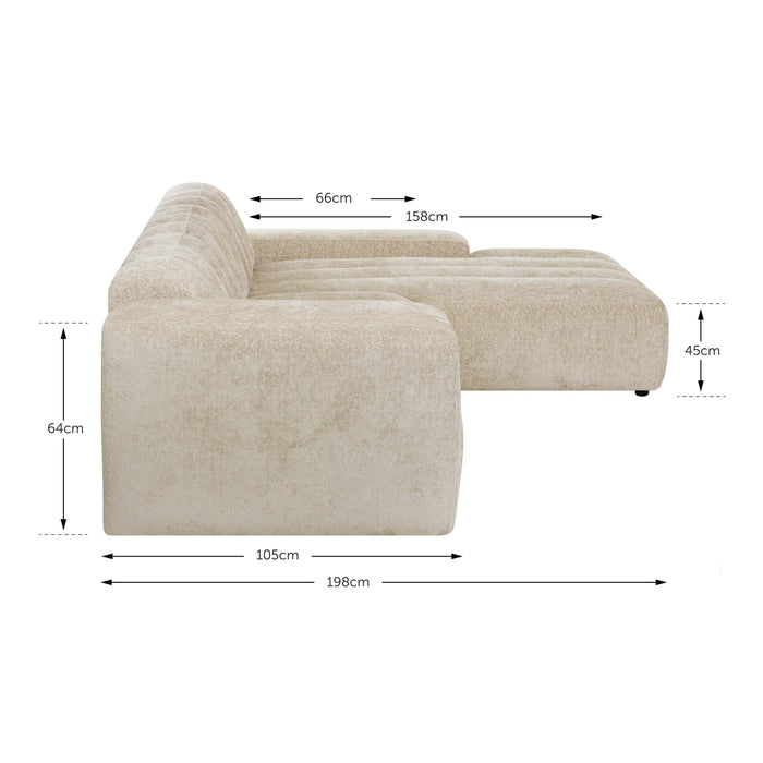 by fonQ Plume 4-zits Hoekbank met Chaise Longue XL Rechts - Chenille - Mocca