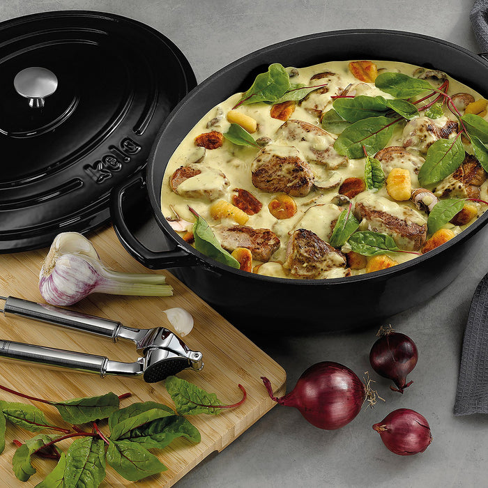 Braadpan Gietijzer Ovaal Zwart, 33 cm x 26 cm- Kela | Calido