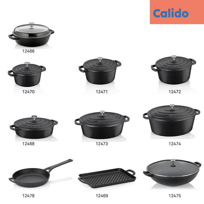 Braadpan Gietijzer Ovaal Zwart, 33 cm x 26 cm- Kela | Calido