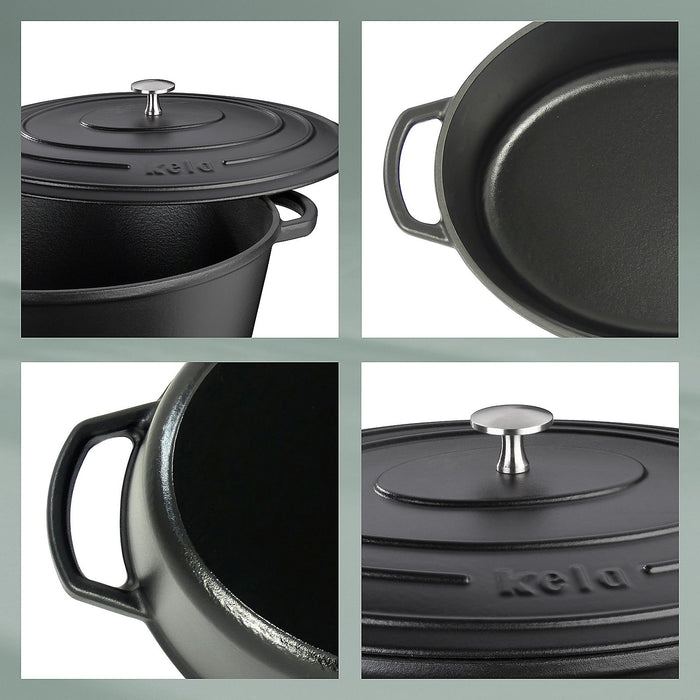 Braadpan, Gietijzer, Laag, Zwart, 28 cm - Kela | Calido
