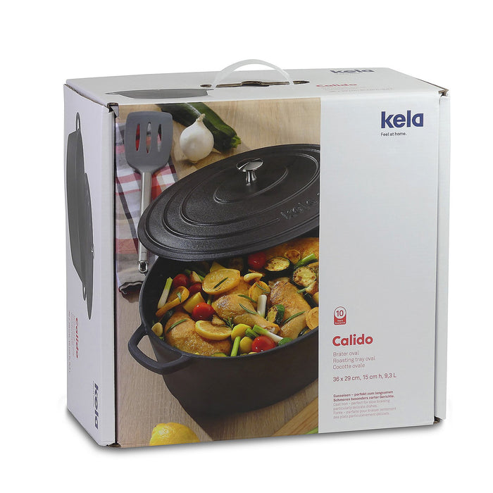 Braadpan, Gietijzer, Laag, Zwart, 28 cm - Kela | Calido