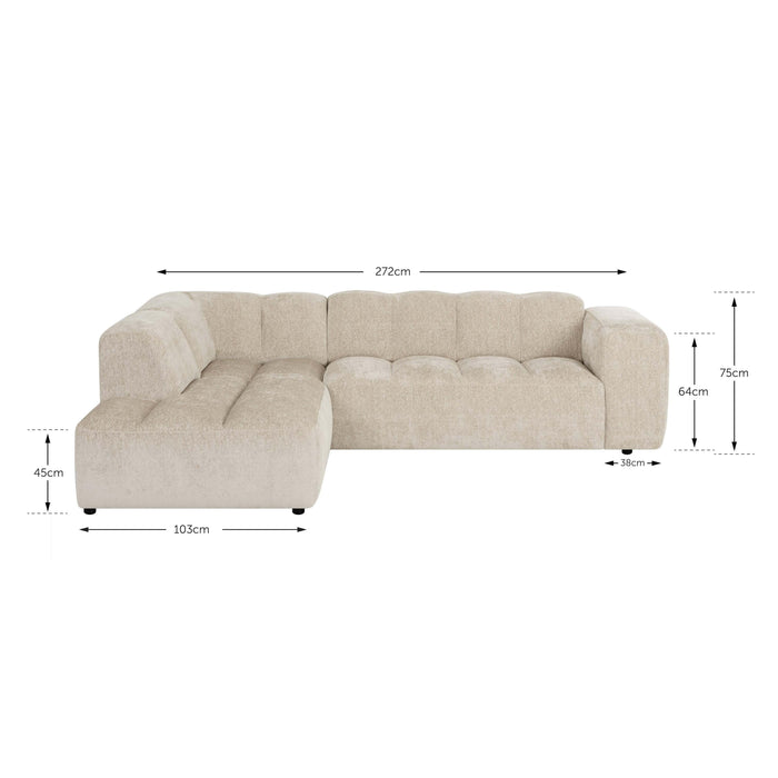 by fonQ Plume 2,5-zits Hoekbank Links - Chenille - Grijs