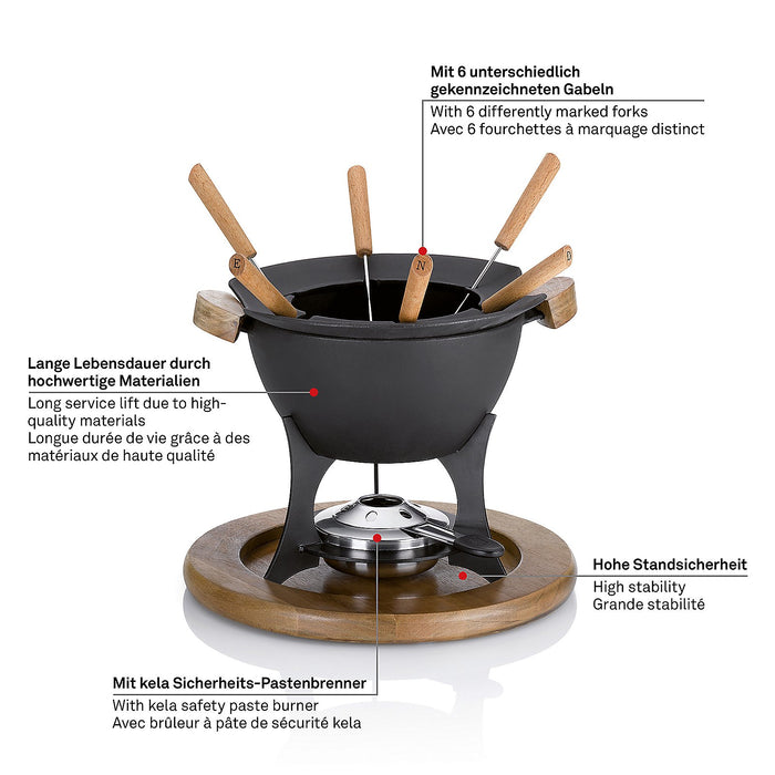 Fondueset Country Gietijzer, Zwart - Kela