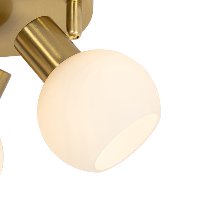 QAZQA Plafondspot goud met opaal glas 3-lichts verstelbaar - Anouk