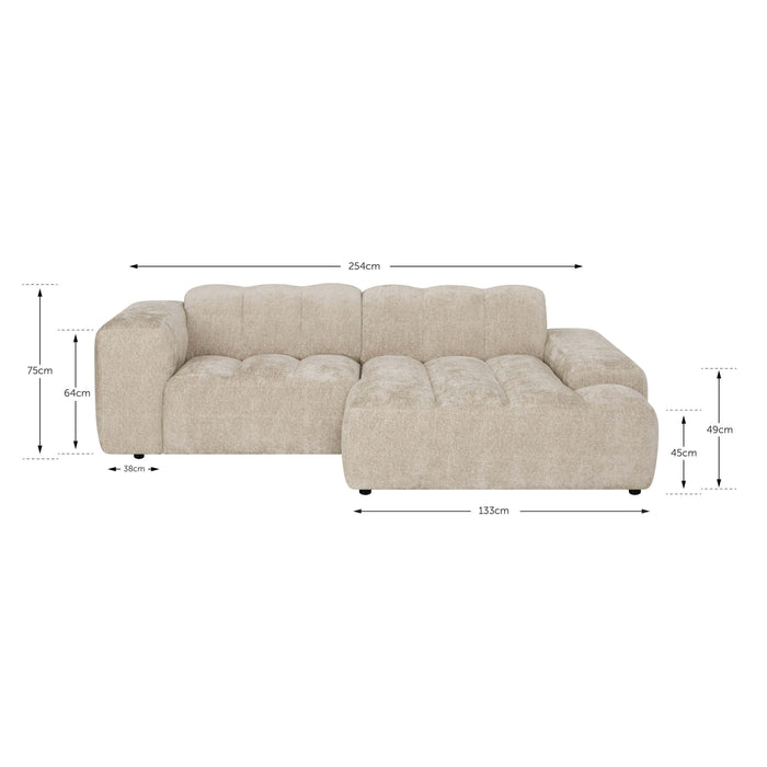 by fonQ Plume 2,5-zits Hoekbank met Chaise Longue XL Rechts - Chenille - Terra