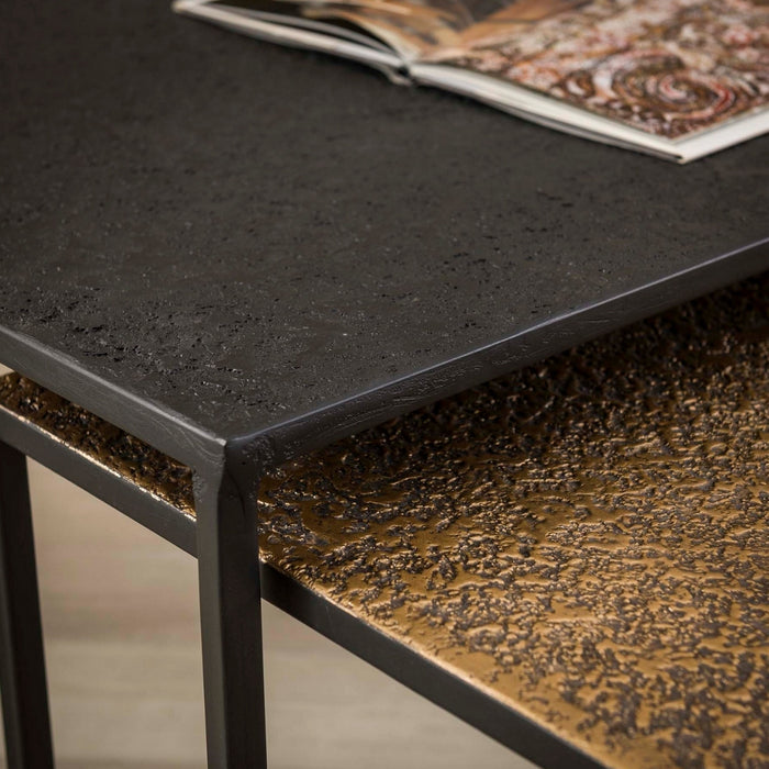 Fraaai Miranda salontafel set van 2 rechthoek iron metallic - grijs