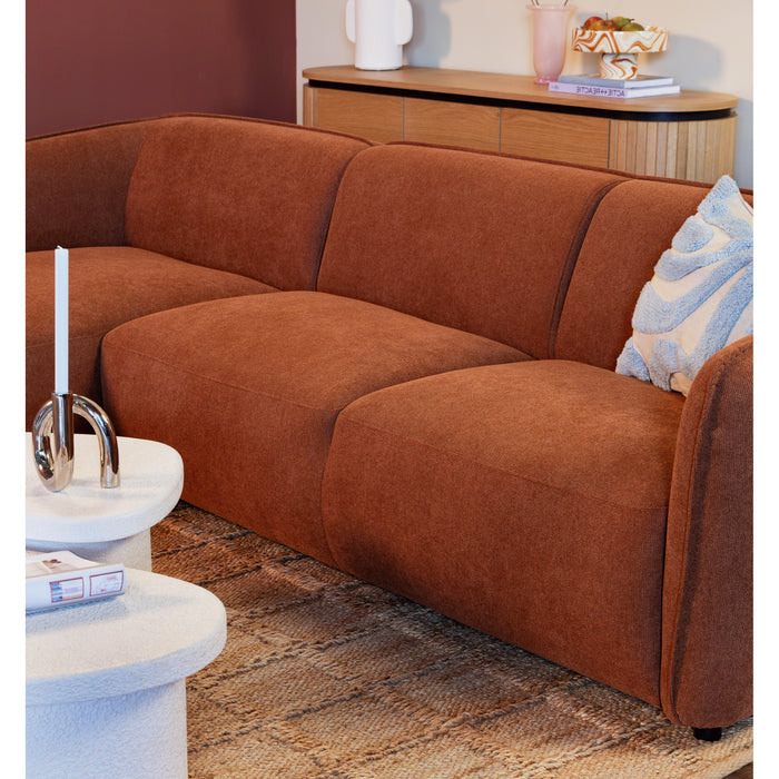 by fonQ Soft Hoekbank met Chaise Longue Links - Micro Chenille - Terra