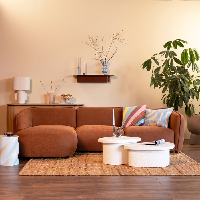 by fonQ Soft Hoekbank met Chaise Longue Links - Micro Chenille - Terra