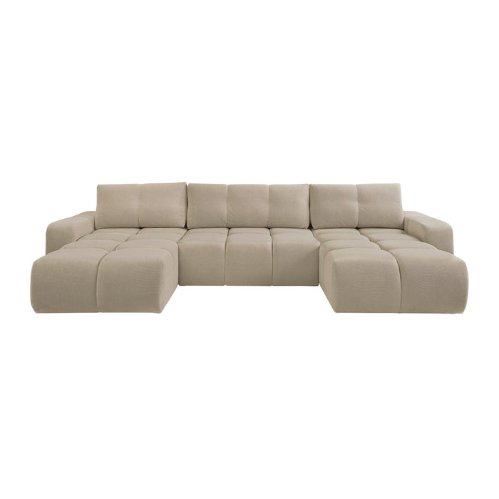 by fonQ Charme U-bank met Slaapfunctie  - Chenille - Beige