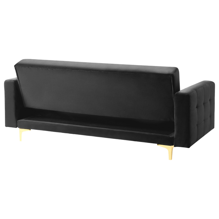 Beliani - ABERDEEN - Driezitsbank - Zwart - Fluweel