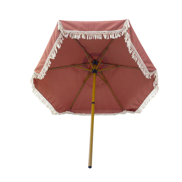 sweeek - Parasol recht met franjes 2m, staal