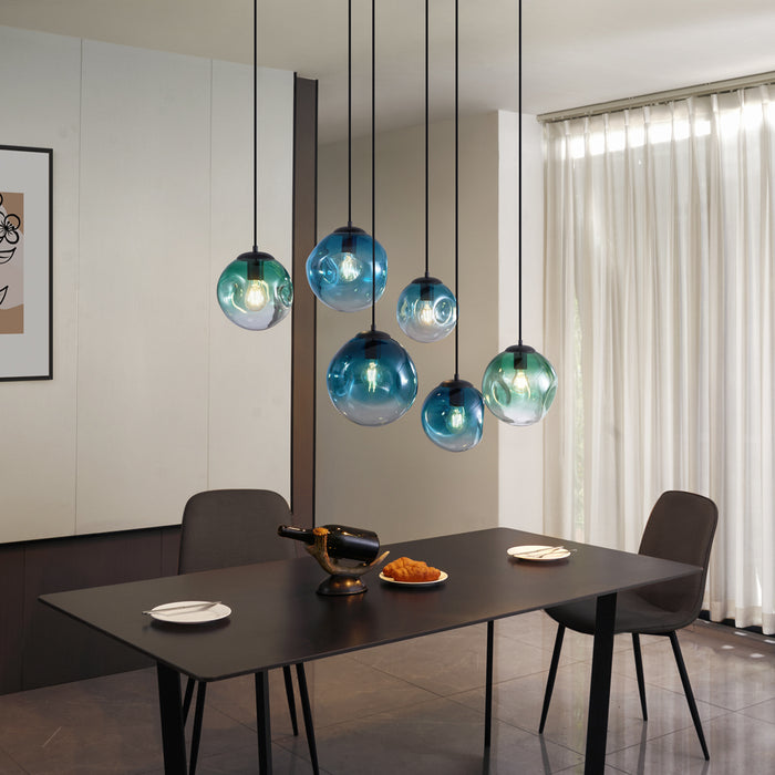 QAZQA Art deco hanglamp zwart met ovale plafondplaat en groen en