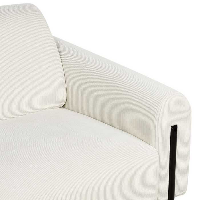 Beliani - ASKIM - Driezitsbank - Gebroken wit - Corduroy