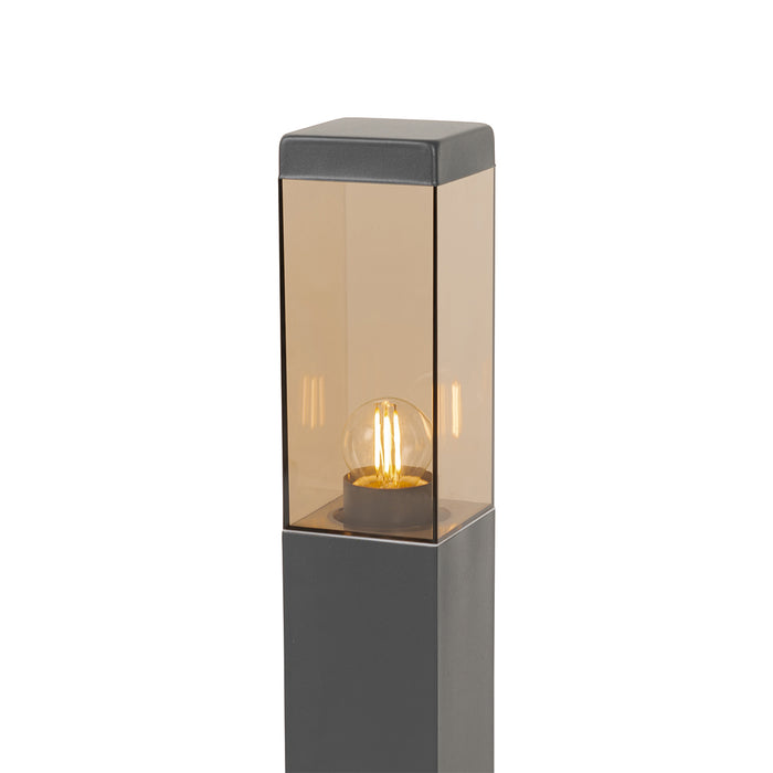 QAZQA Moderne buitenlamp paal donkergrijs met smoke 45 cm - Malios