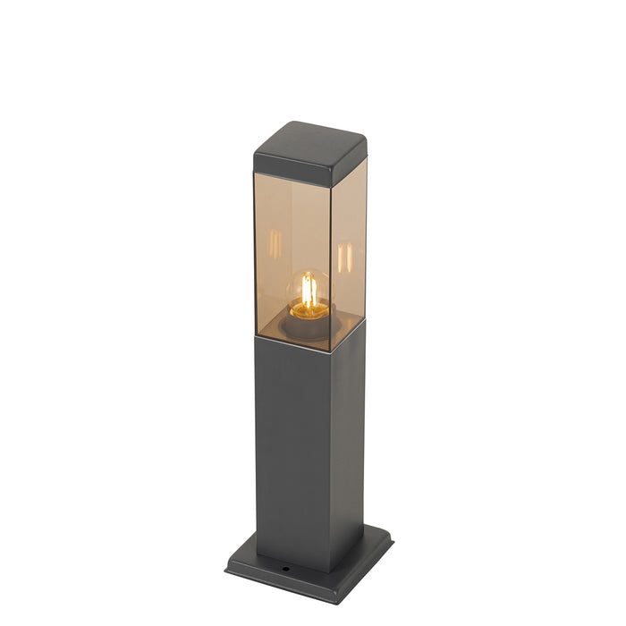 QAZQA Moderne buitenlamp paal donkergrijs met smoke 45 cm - Malios