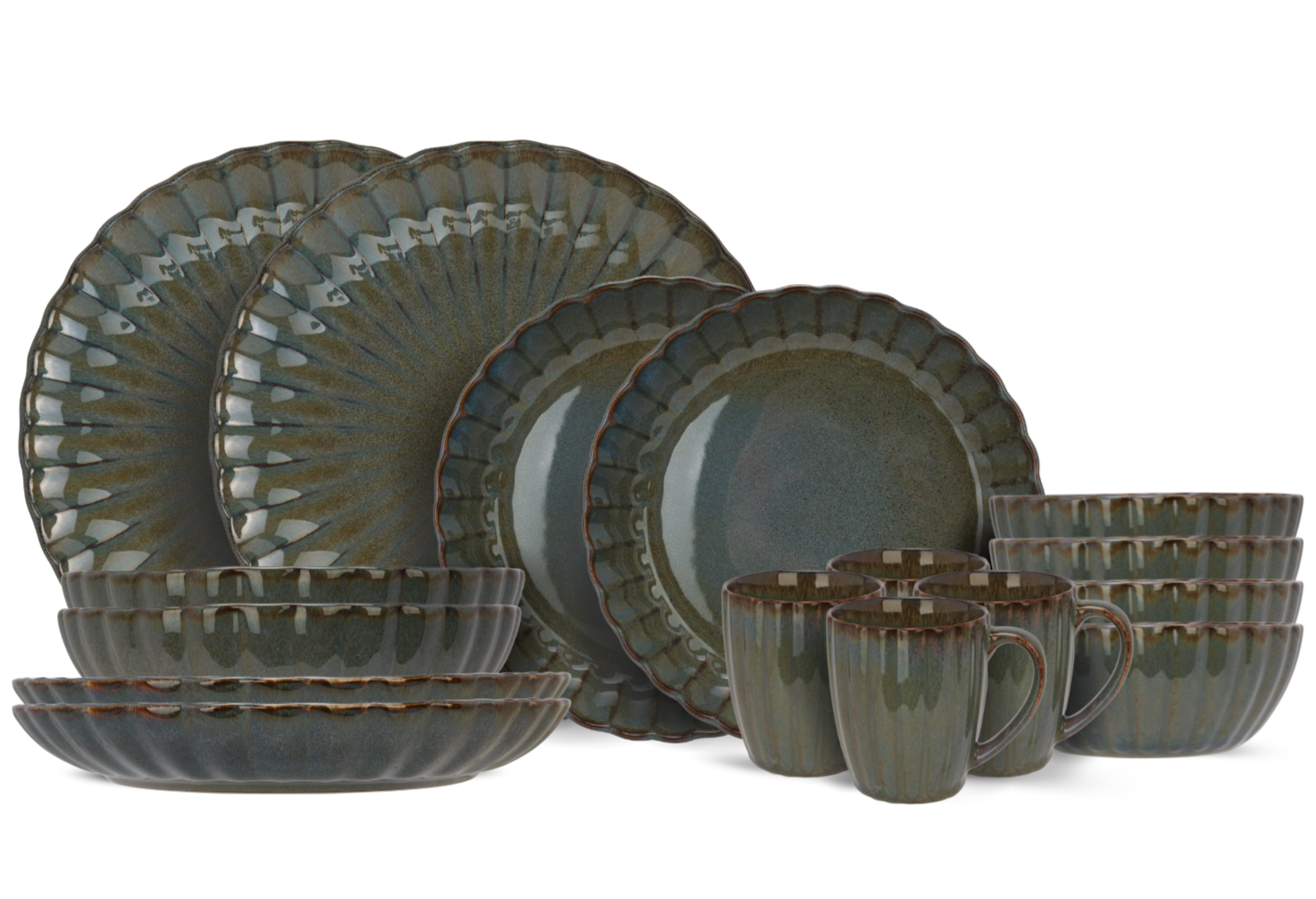 Cosy & Trendy Serviesset Astera Ocean 16-delig | 4 personen - 4 dinerborden, 4 diepe borden, 4 kommen en 4 mokken