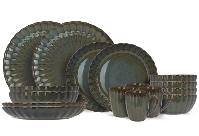 Cosy & Trendy Serviesset Astera Ocean 16-delig | 4 personen - 4 dinerborden, 4 diepe borden, 4 kommen en 4 mokken