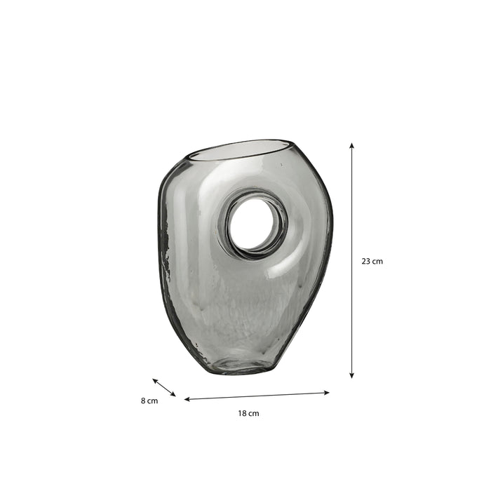 Mica Decorations Jay Vaas - L18 x B7,5 x H22,5 cm - Glas - Grijs