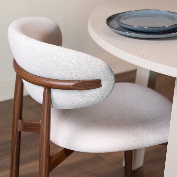 by fonQ Olan Eetkamerstoel Bouclé - Walnoot / Ivoor