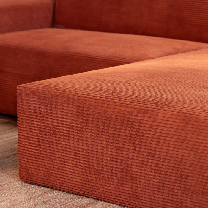 NADUVI Collection Nina Hoekbank Rechts - Ribstof - Terra Cotta